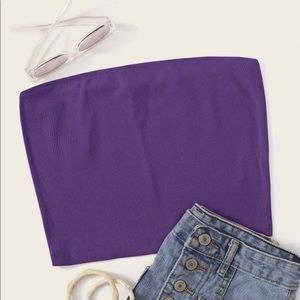 Purple Ribbed Tube Top